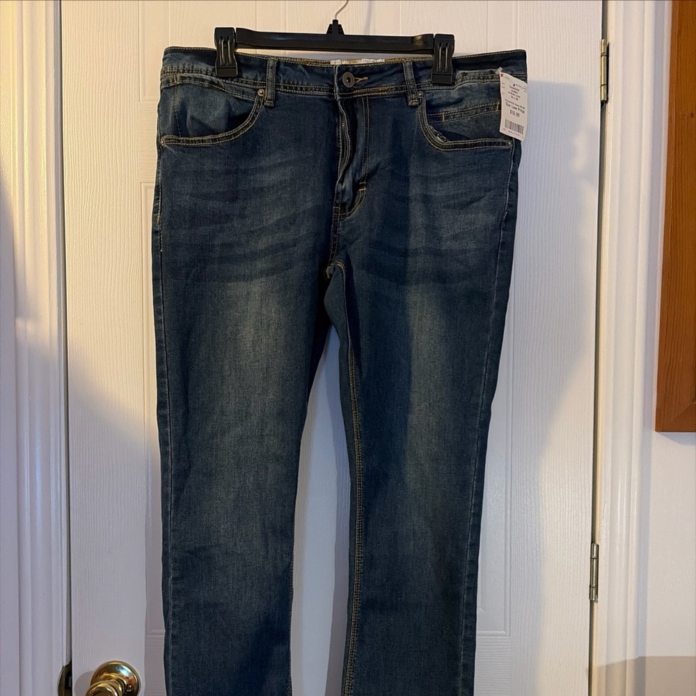 Paper Denim & Cloth Jeans Men 33X30 Blue Denim Cotton Straight Leg Faded Stretch